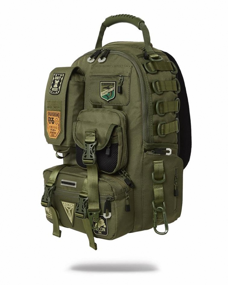 Green Men's Sprayground Special Ops Full Throttle Backpacks | TQCF89462