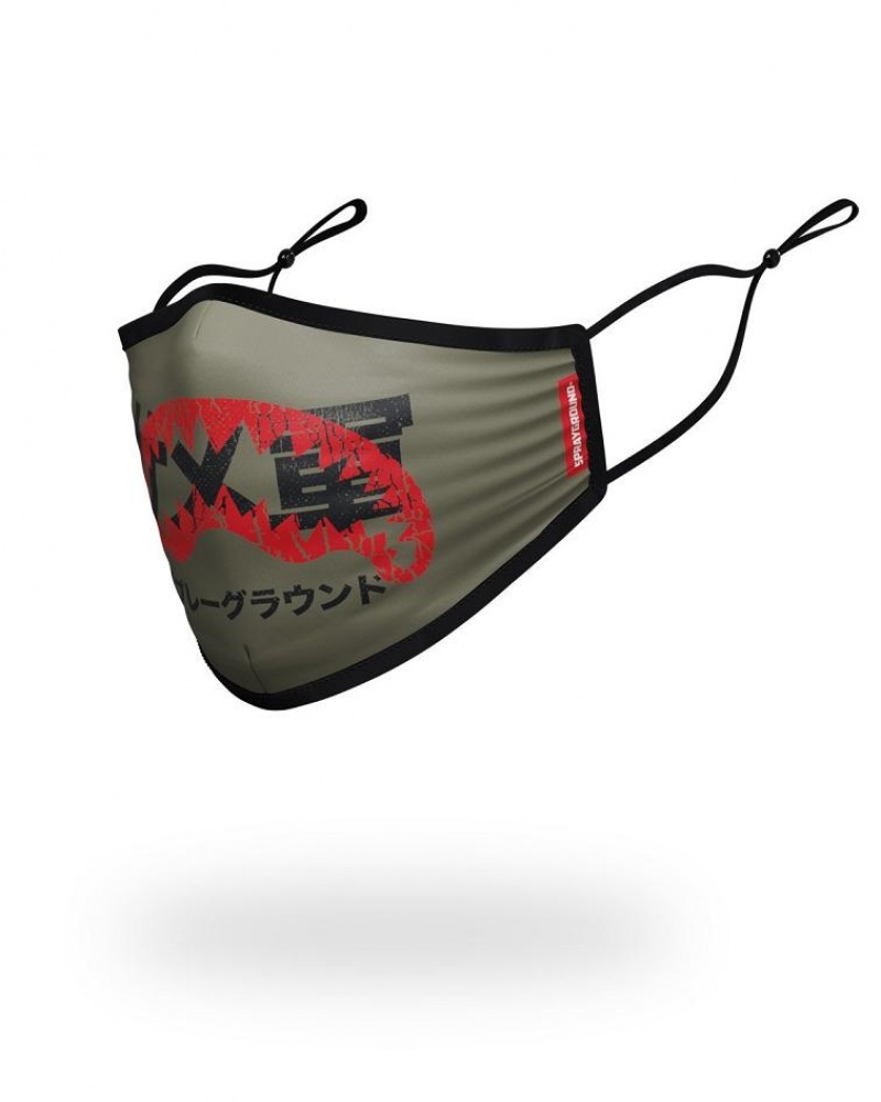 Green Men's Sprayground Tokyo Shark Face Masks | RBOW39516