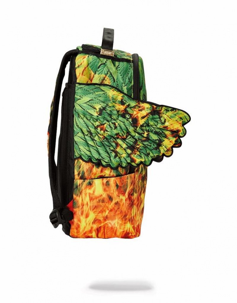 Green Men's Sprayground Wings Of Paradise Backpacks | LHRD67240