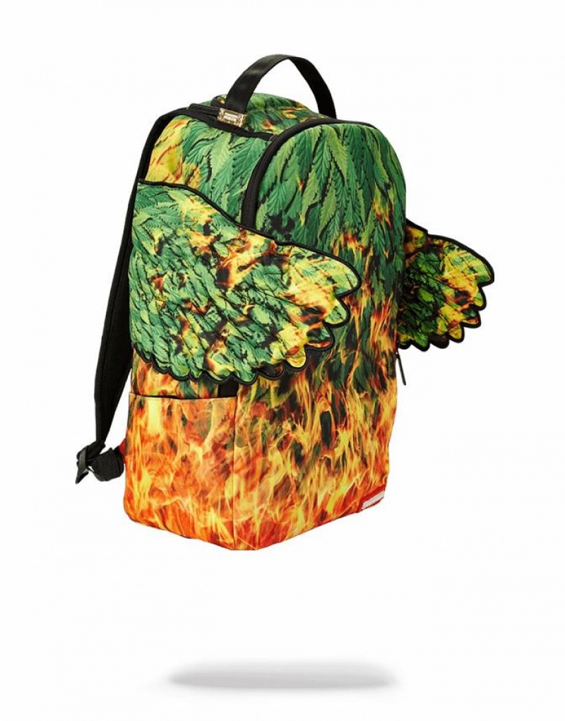 Green Men's Sprayground Wings Of Paradise Backpacks | LHRD67240