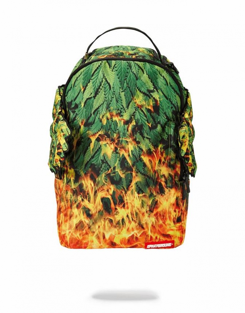 Green Men\'s Sprayground Wings Of Paradise Backpacks | LHRD67240