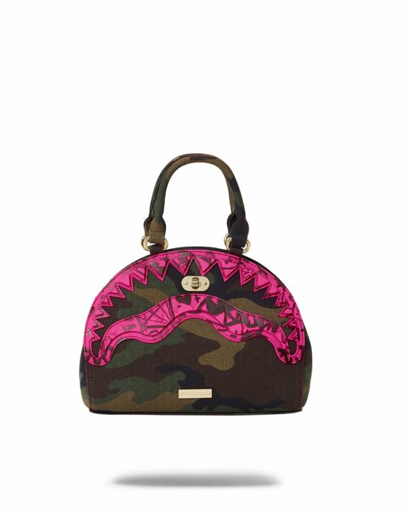 Green Pink Women's Sprayground Drop Zone Handbag | DGWA58173