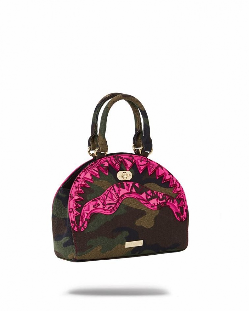 Green Pink Women's Sprayground Drop Zone Handbag | DGWA58173