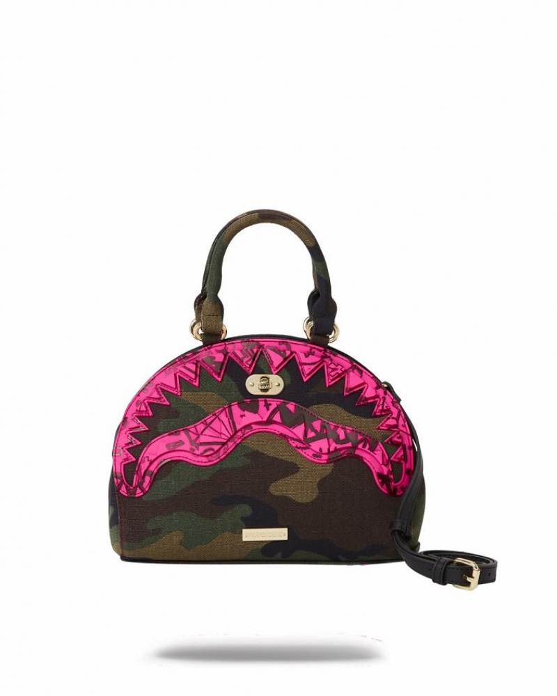 Green Pink Women\'s Sprayground Drop Zone Handbag | DGWA58173