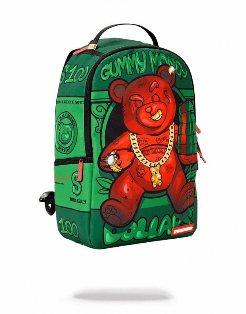 Green Red Men's Sprayground Diablo Bear Returns Backpacks | NUHZ60935