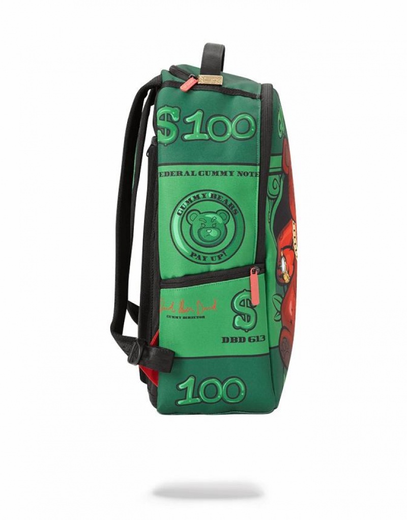 Green Red Men's Sprayground Diablo Bear Returns Backpacks | NUHZ60935