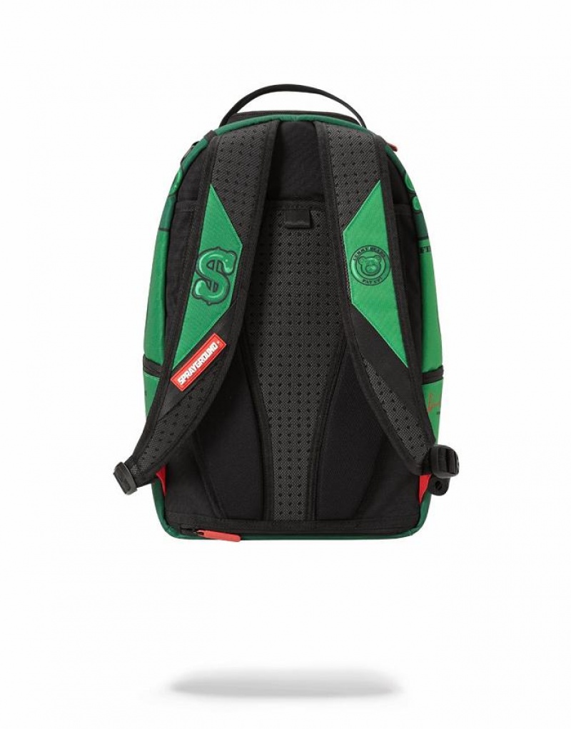 Green Red Men's Sprayground Diablo Bear Returns Backpacks | NUHZ60935