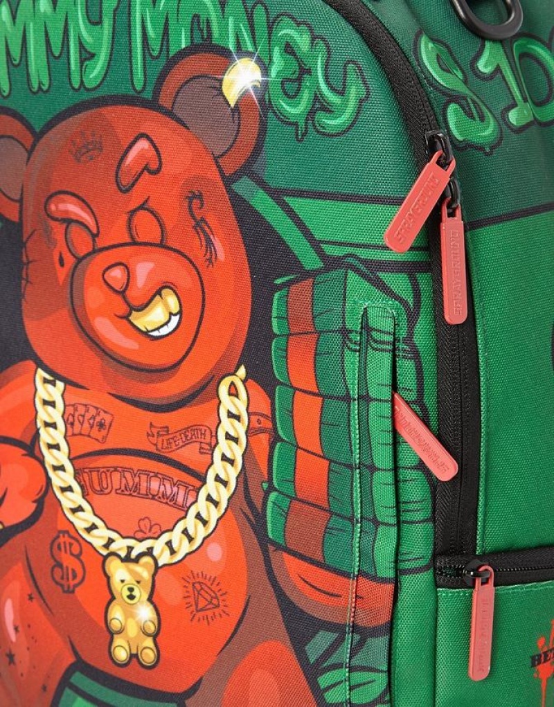 Green Red Men's Sprayground Diablo Bear Returns Backpacks | NUHZ60935