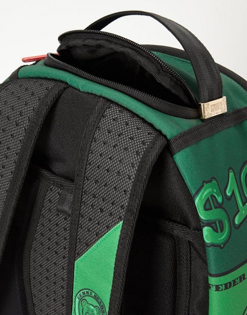 Green Red Men's Sprayground Diablo Bear Returns Backpacks | NUHZ60935