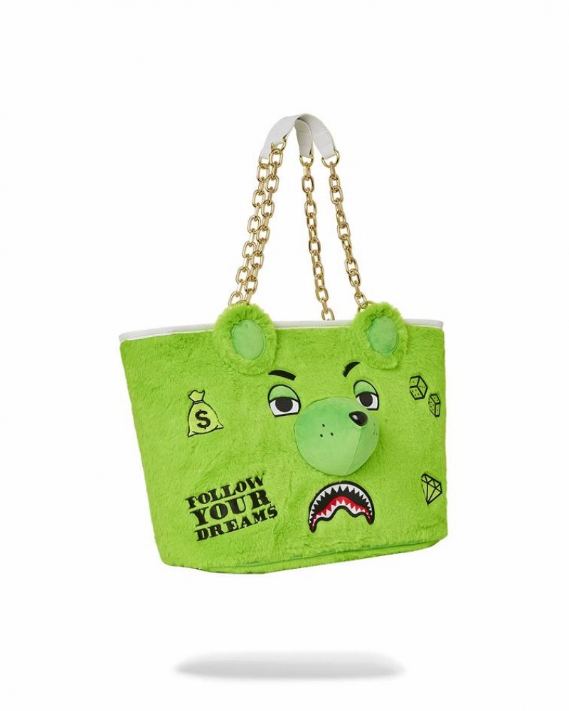 Green Women's Sprayground Plush Moneybear Tote Bags | WSBL06352