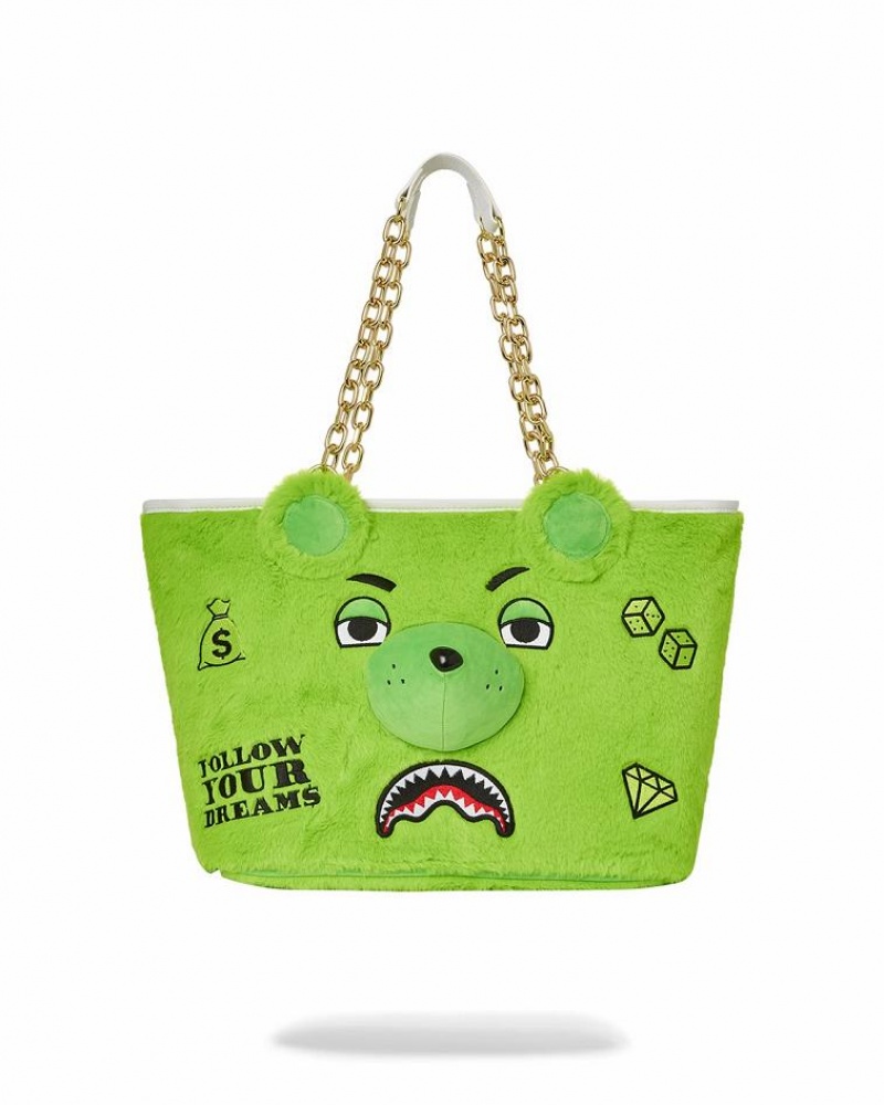 Green Women\'s Sprayground Plush Moneybear Tote Bags | WSBL06352