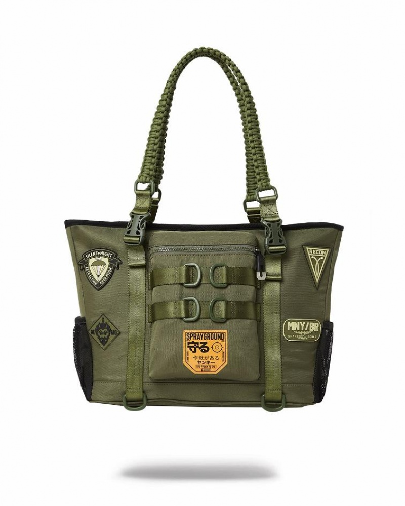 Green Women's Sprayground Special Ops Full Throttle Tote Bags | GSBV83564