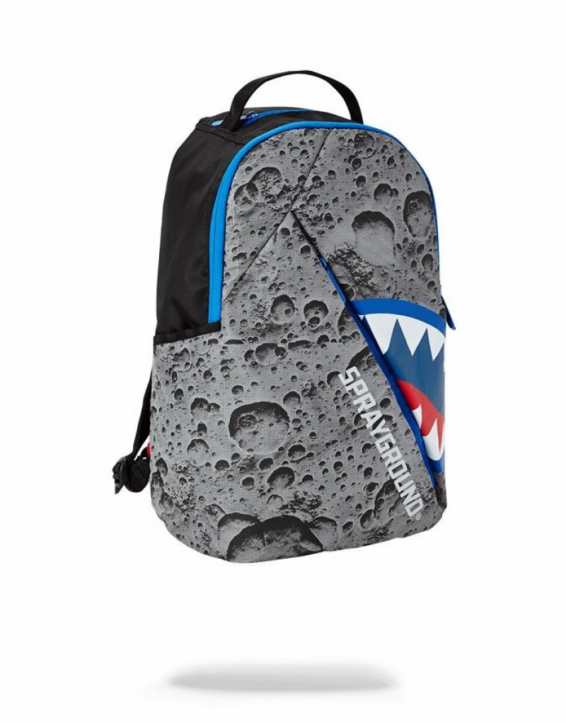 Grey Men's Sprayground Angled Reflective Shark Backpacks | RKJT18640