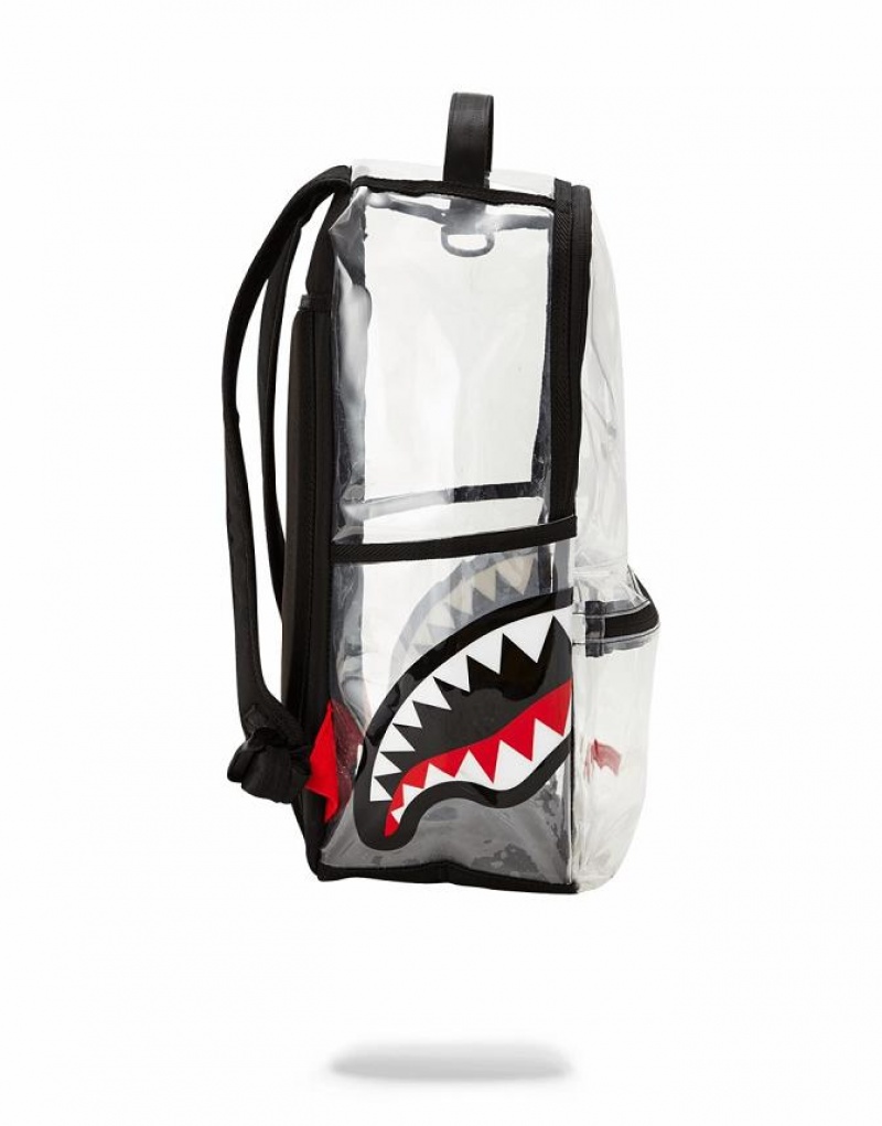 Grey Men's Sprayground Double Cargo Side Shark Backpacks | ENWJ46370