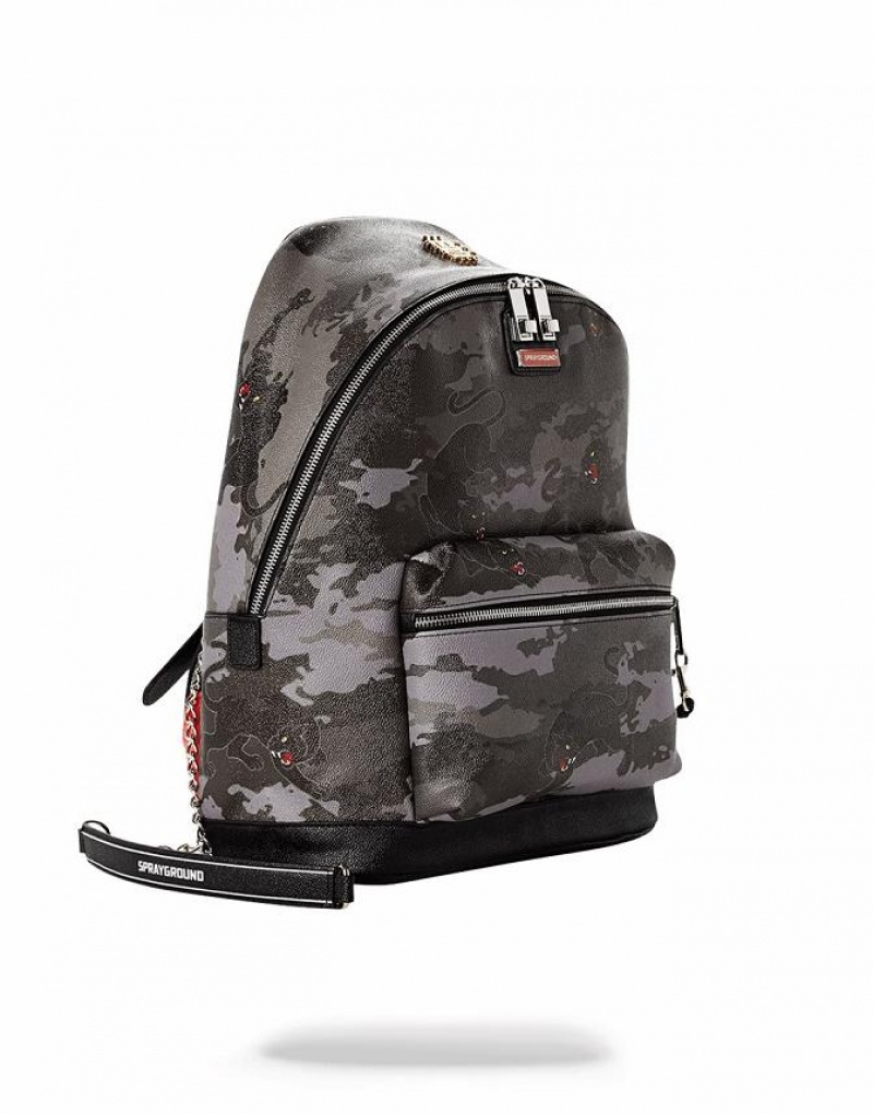 Grey Men's Sprayground Panthera Backpacks | NGTF85746