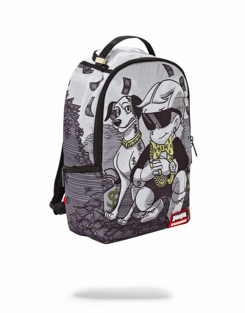 Grey Men's Sprayground Richie Rich Backpacks | JYPL78462