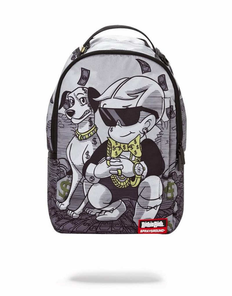 Grey Men\'s Sprayground Richie Rich Backpacks | JYPL78462