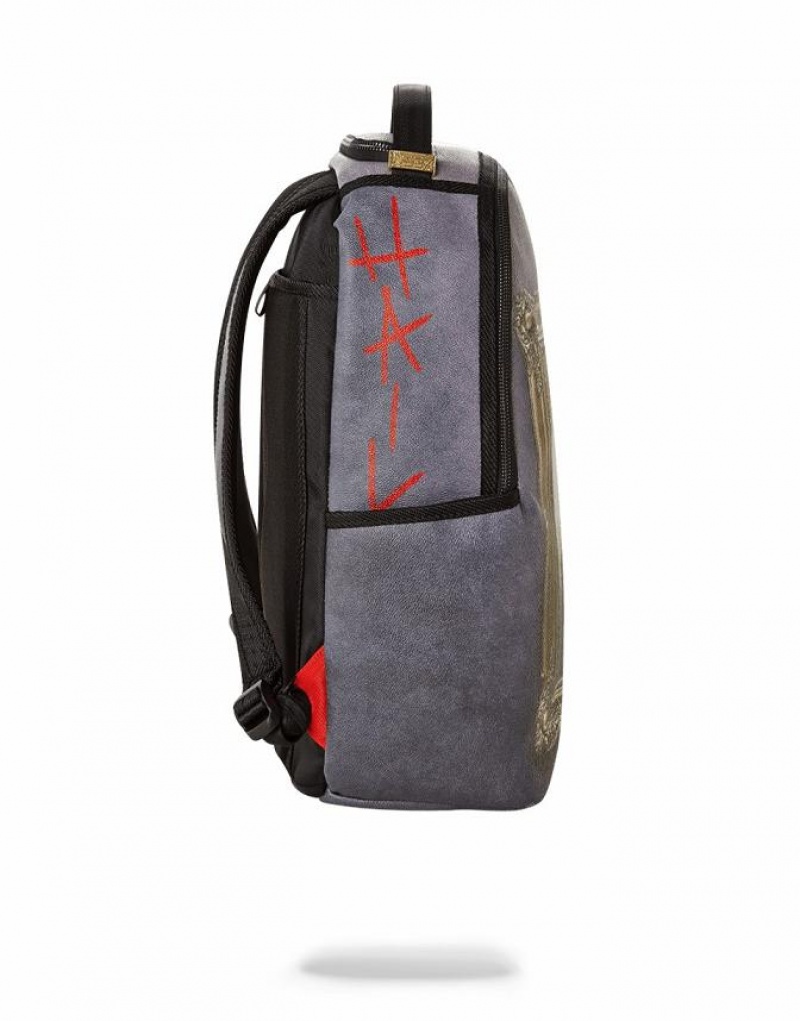 Grey Men's Sprayground Tupac Golden Boy Backpacks | ODUA86127