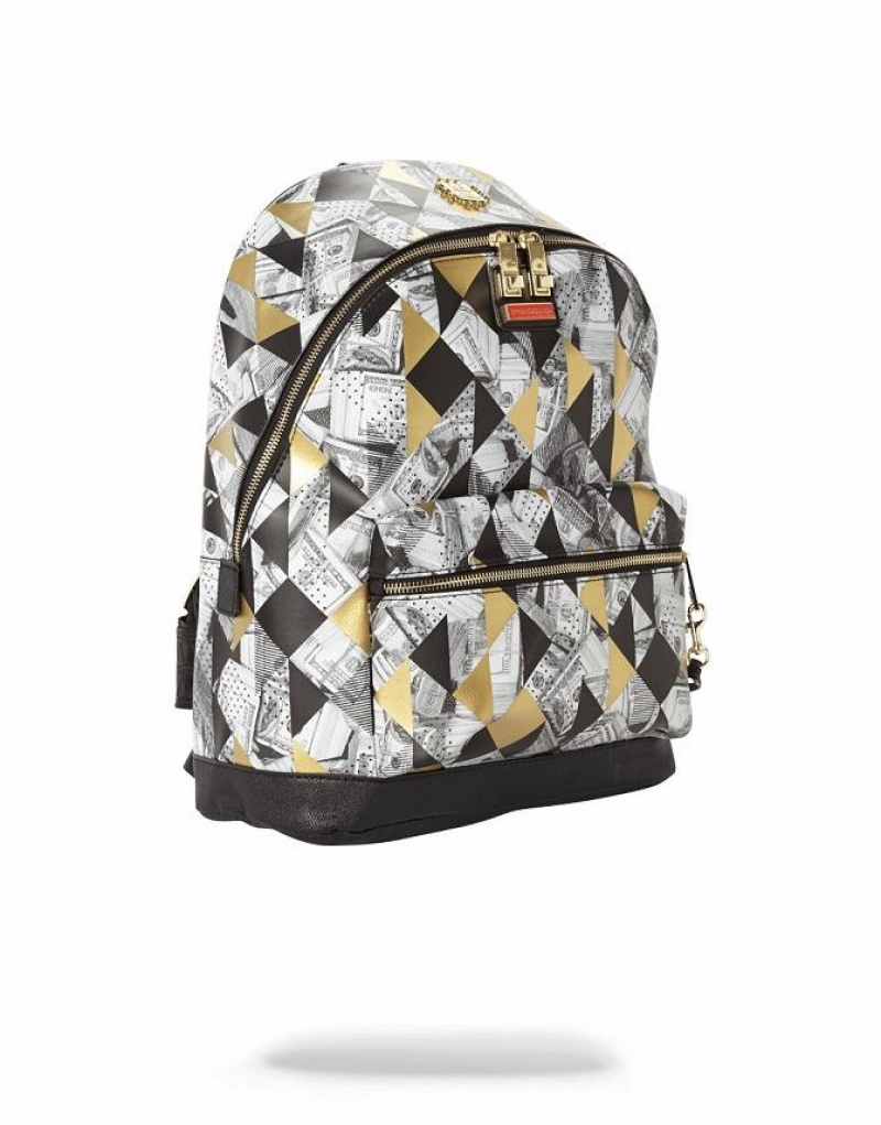 Multicolor Men's Sprayground 6-strap Fractal Money Backpacks | KYRC05724