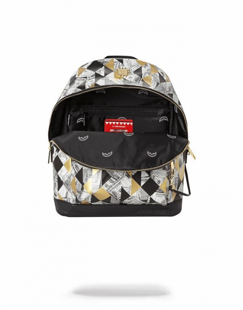 Multicolor Men's Sprayground 6-strap Fractal Money Backpacks | KYRC05724