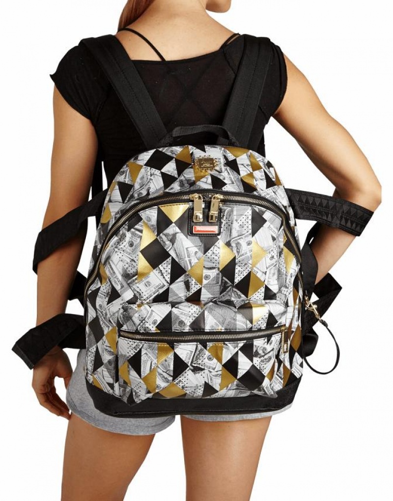 Multicolor Men's Sprayground 6-strap Fractal Money Backpacks | KYRC05724