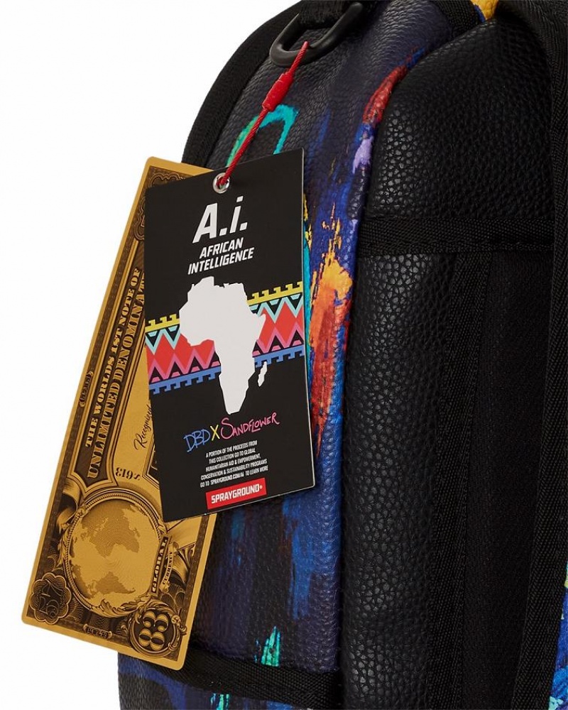 Multicolor Men's Sprayground A.I.8 African Intelligence Backpacks | QCNB09378