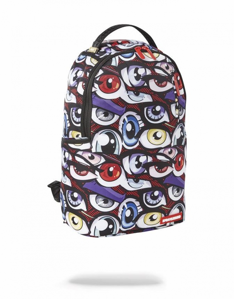 Multicolor Men's Sprayground All Eyes On You Backpacks | BKSQ46137