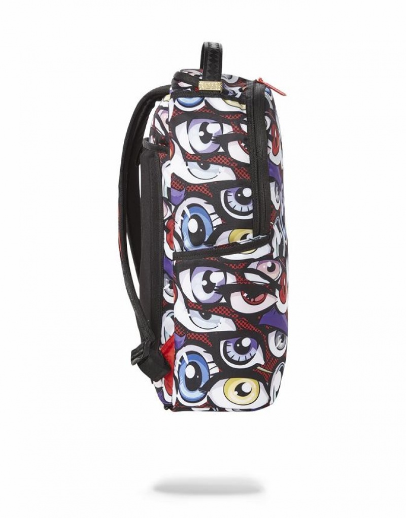 Multicolor Men's Sprayground All Eyes On You Backpacks | BKSQ46137