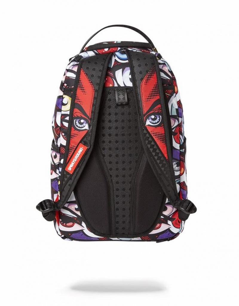 Multicolor Men's Sprayground All Eyes On You Backpacks | BKSQ46137