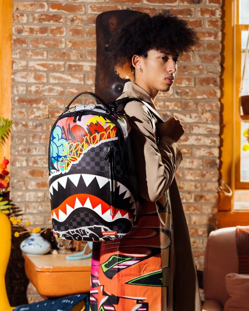 Multicolor Men's Sprayground Artistic Pursuit Backpacks | JVBH15946