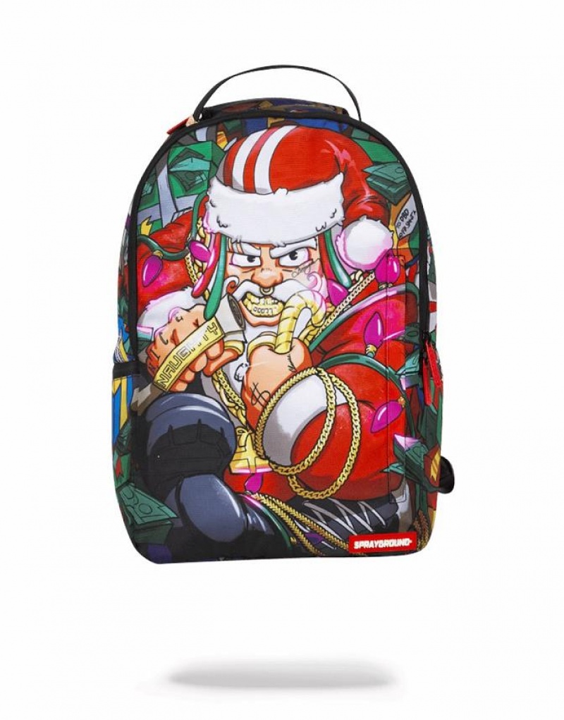 Multicolor Men\'s Sprayground Bad Santa Backpacks | DOXU65429