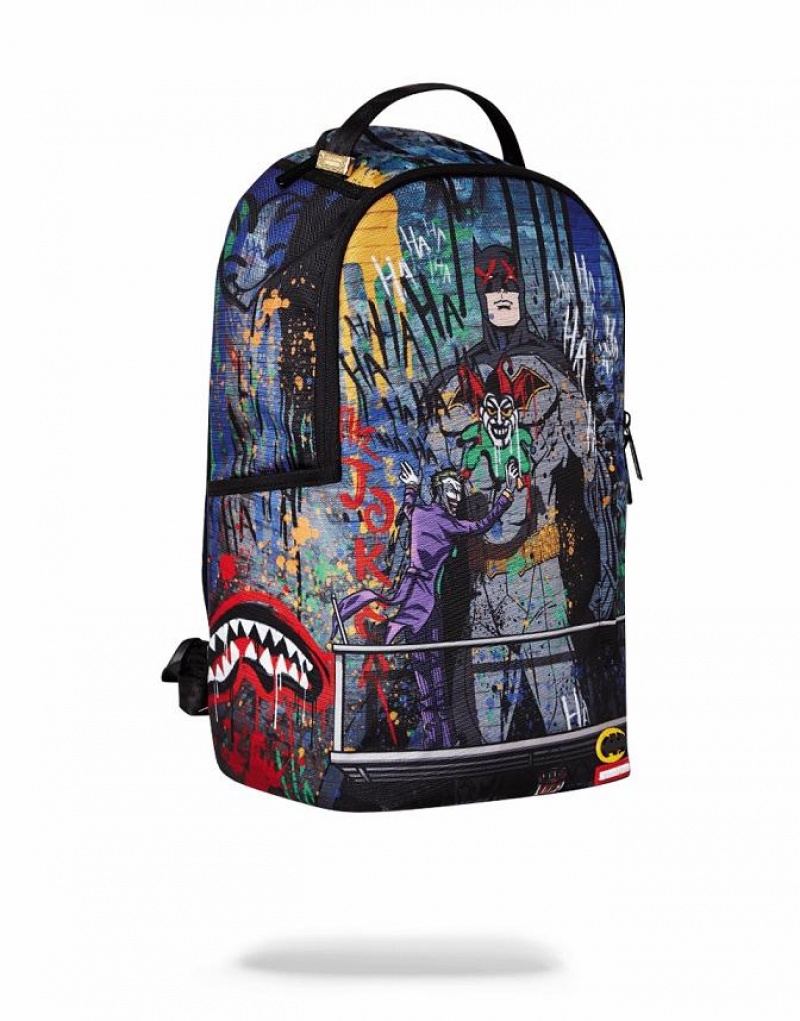 Multicolor Men's Sprayground Batman Mural By Joker Backpacks | UJHB45896