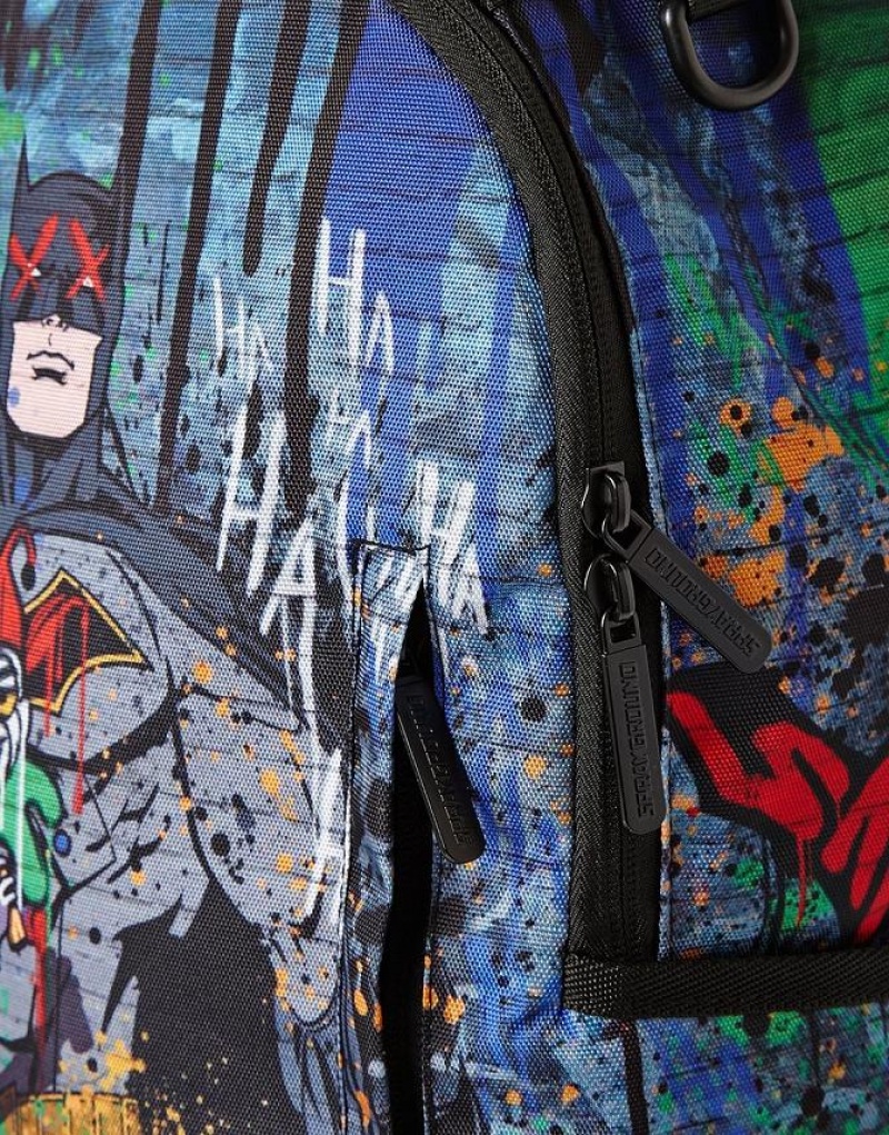 Multicolor Men's Sprayground Batman Mural By Joker Backpacks | UJHB45896