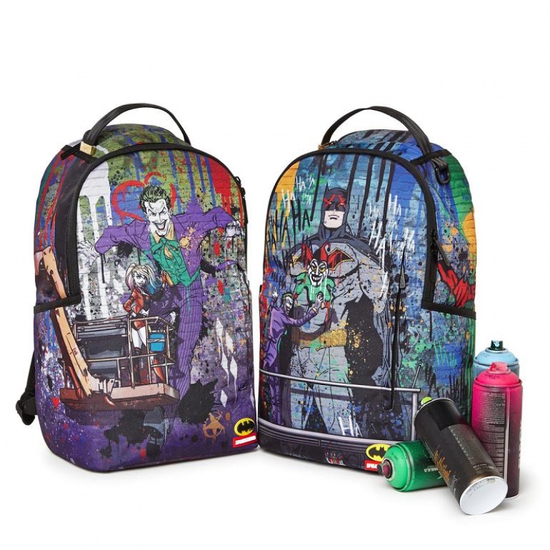 Multicolor Men's Sprayground Batman Mural By Joker Backpacks | UJHB45896