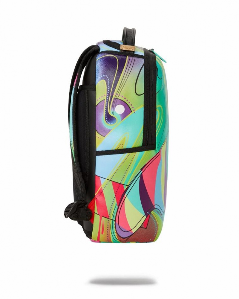 Multicolor Men's Sprayground Beautiful Nightmare Backpacks | KWOY86974