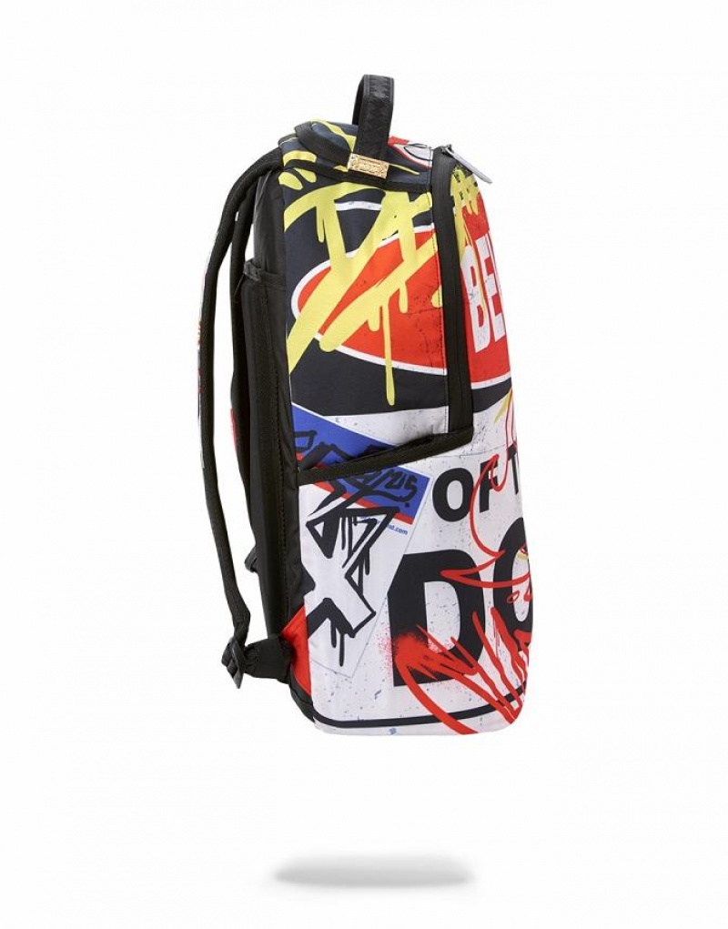 Multicolor Men's Sprayground Beware Of The Dog Backpacks | LEMA20531