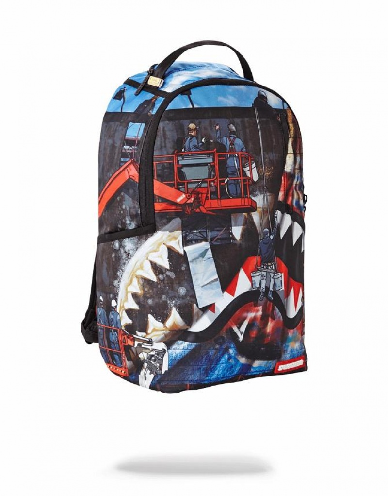 Multicolor Men's Sprayground Billboard Shark Backpacks | PWBO50692