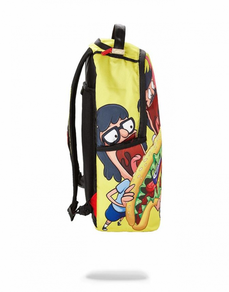 Multicolor Men's Sprayground Bobs Burger Shark Backpacks | XVZO40985