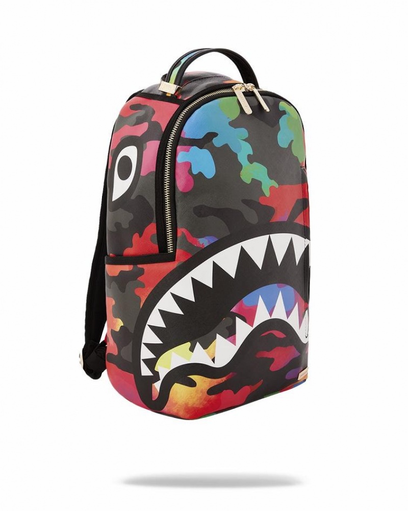 Multicolor Men's Sprayground Camoburst Backpacks | IKXW53908