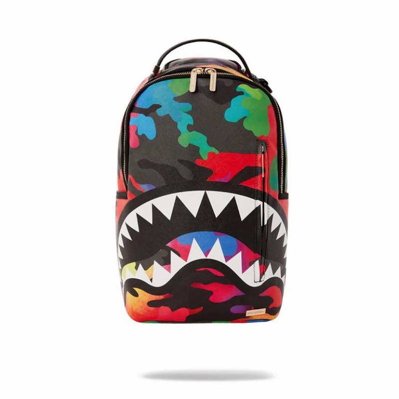 Multicolor Men\'s Sprayground Camoburst Backpacks | IKXW53908