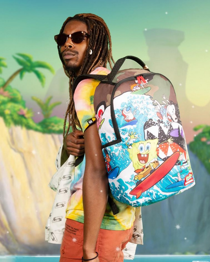 Multicolor Men's Sprayground Camokawa 90s Surfers Backpacks | RPVS24576