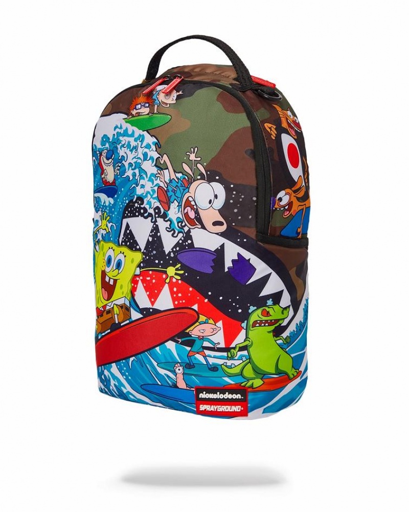 Multicolor Men's Sprayground Camokawa 90s Surfers Backpacks | RPVS24576