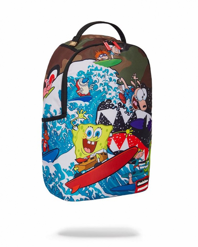 Multicolor Men's Sprayground Camokawa 90s Surfers Backpacks | RPVS24576