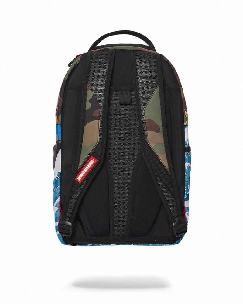 Multicolor Men's Sprayground Camokawa 90s Surfers Backpacks | RPVS24576