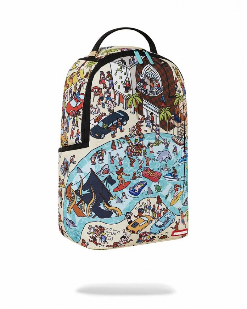 Multicolor Men's Sprayground Chaos County Backpacks | ZJUA06357