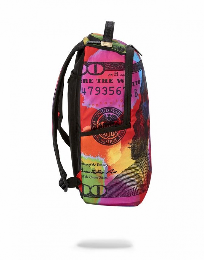 Multicolor Men's Sprayground Color Waves Backpacks | LDPW60718