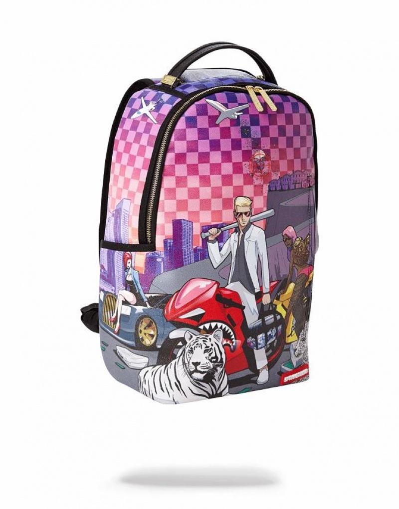 Multicolor Men's Sprayground Dope Bag Dealer Backpacks | ECIW62387