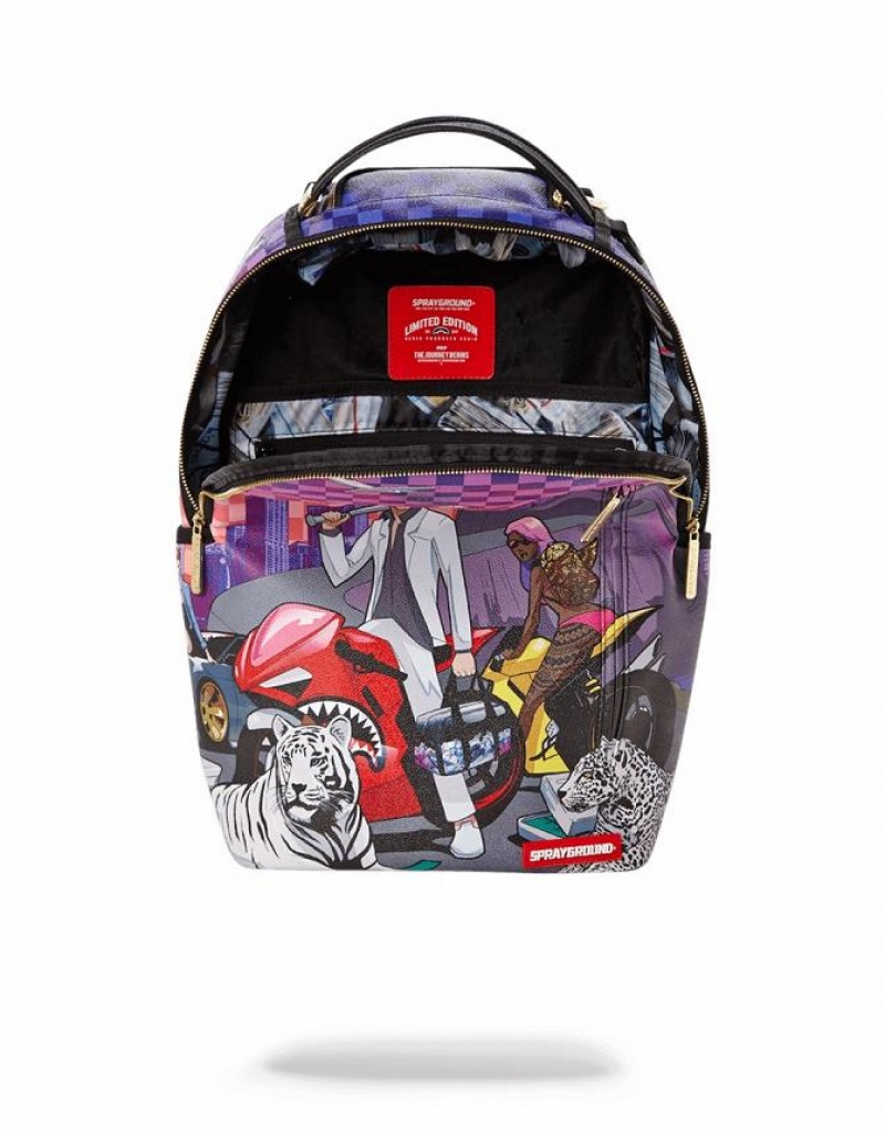 Multicolor Men's Sprayground Dope Bag Dealer Backpacks | ECIW62387