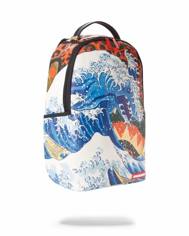 Multicolor Men's Sprayground Dragon Wave Backpacks | AGID87395