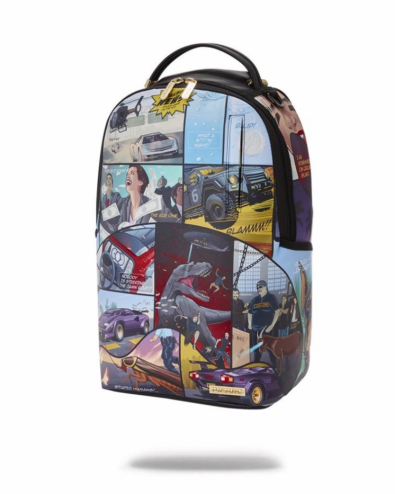 Multicolor Men's Sprayground Everyday's A Movie Backpacks | LYMV94317